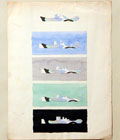 Diagram of Navy ship camouflage; Watercolor and pencil on paper