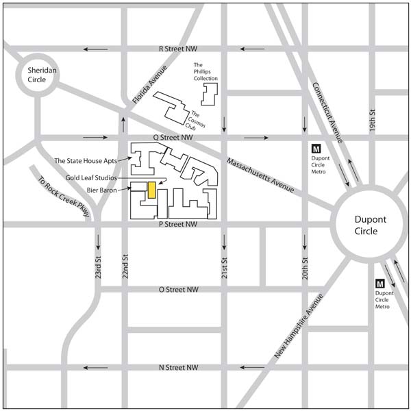 Map indication location of Gold Leaf Studios